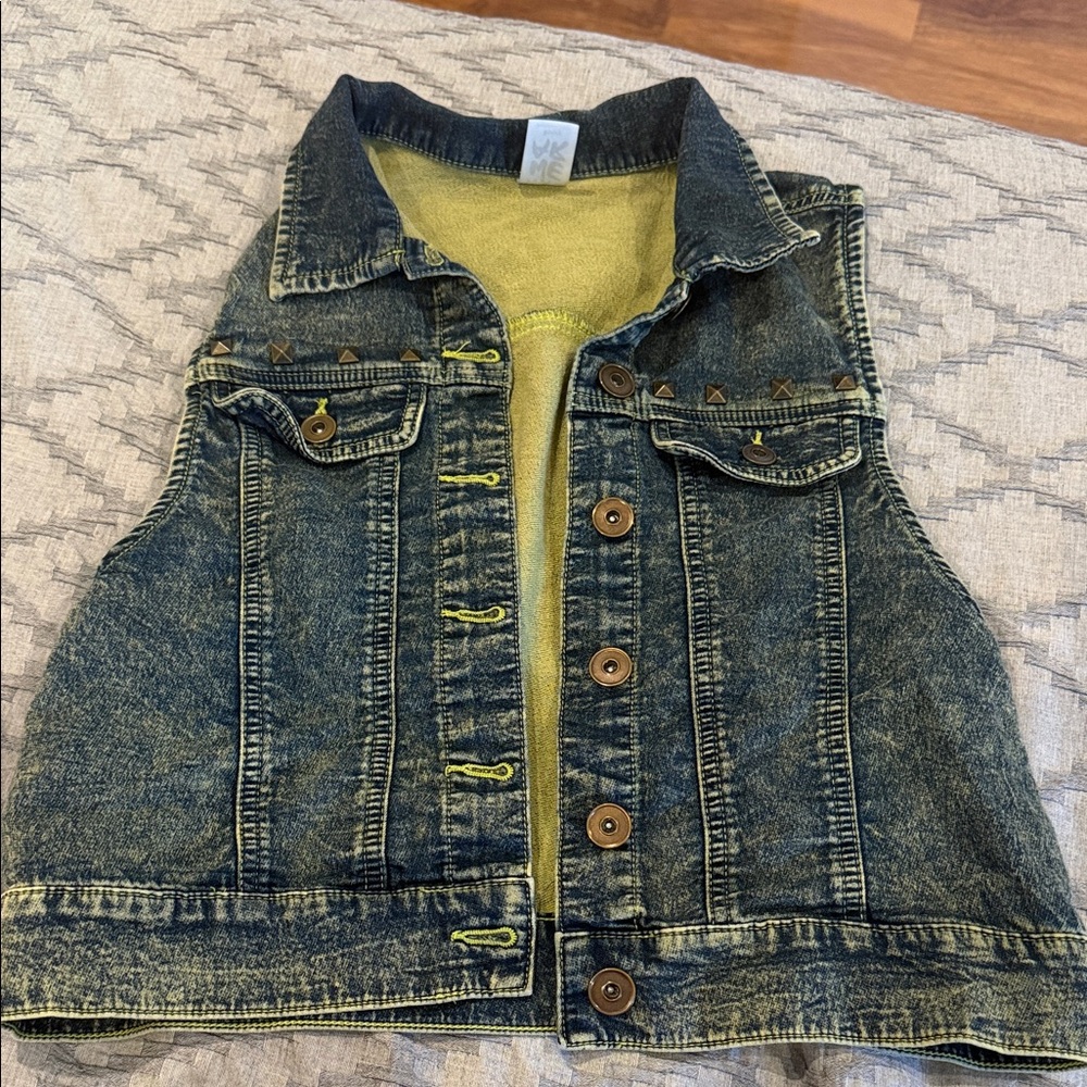 Zumba® Denim Vest with Stud Details and big logo in the back